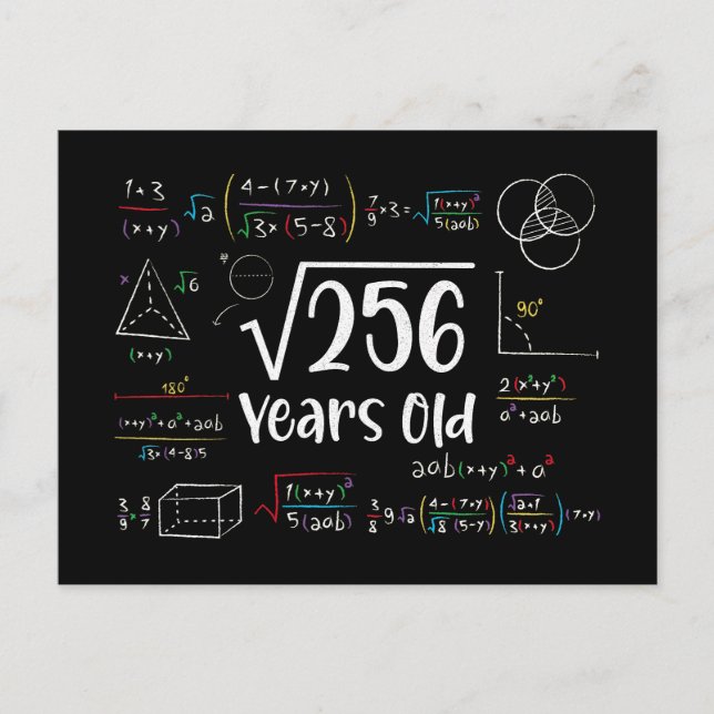 Square Root of 256 16th Birthday 16 Year Old Gifts Helg Vykort (Framsida)