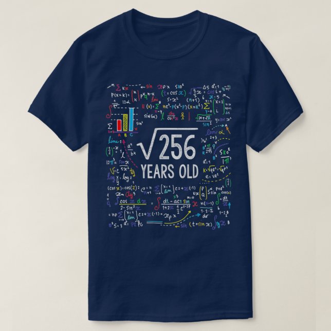Square Root of 256 16th Birthday 16 Year Old Gifts T Shirt (Design framsida)