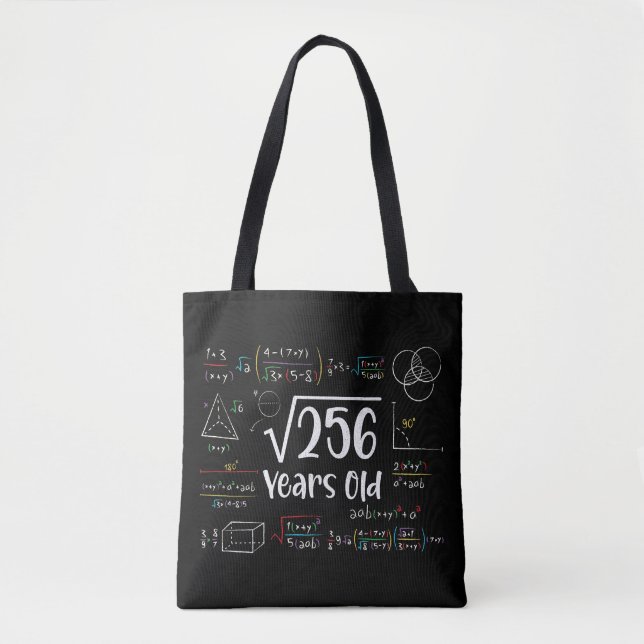 Square Root of 256 16th Birthday 16 Year Old Gifts Tygkasse (Framsida)