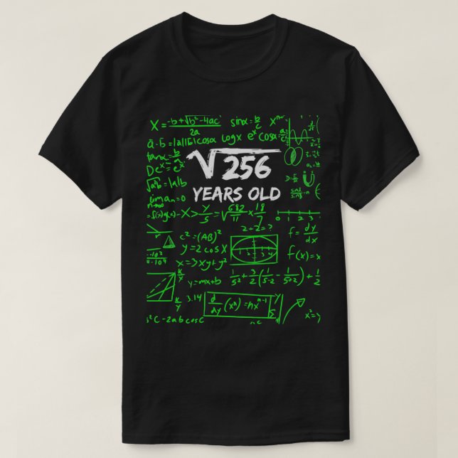 Square Root of 256 16th Birthday 16 Years Old Gif T Shirt (Design framsida)