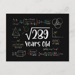Square Root of 289 17 Birthday 17 Year Old Gifts Helg Vykort
