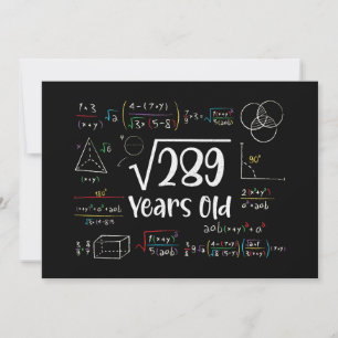 Square Root of 289 17 Birthday 17 Year Old Gifts Inbjudningar