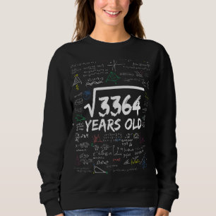 Square Root of 3364 58th Math Birthday T Shirt