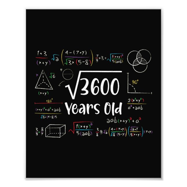 Square Root of 3600 60 Birthday 60 Year Old Gift Fototryck (Framsidan)