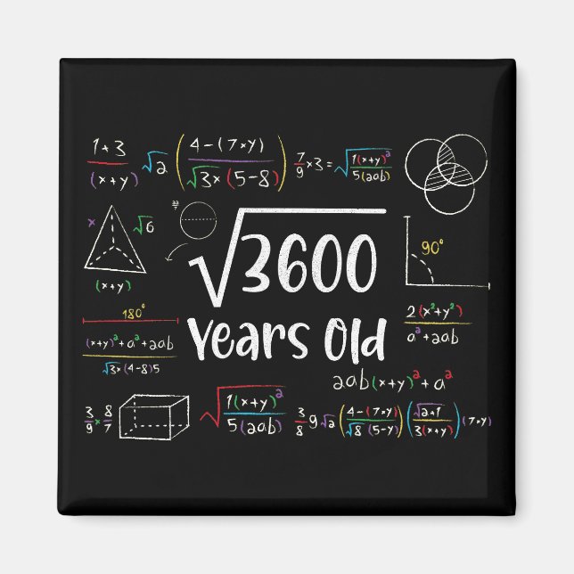 Square Root of 3600 60 Birthday 60 Year Old Gift Magnet (Framsidan)