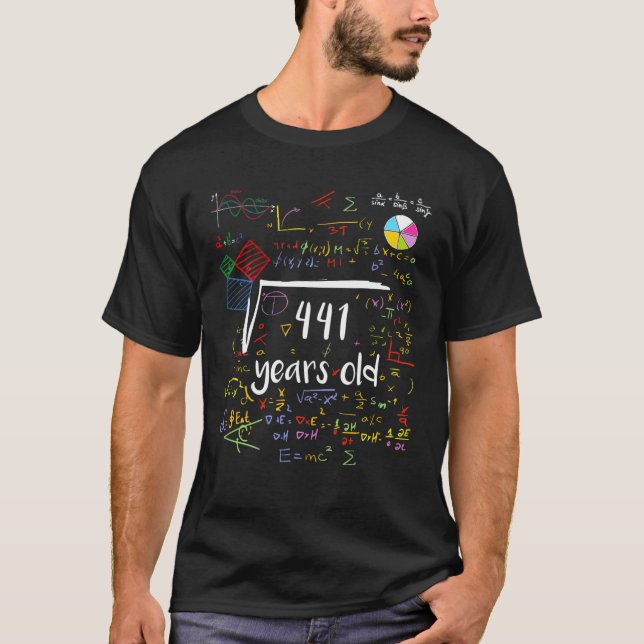 Square Root of 441 21St Birthday 21 Years Old Math T Shirt (Framsida)