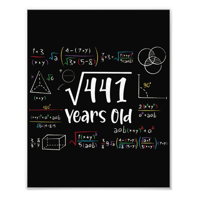 Square Root of 441 21th Birthday 21 Year Old Gifts Fototryck (Framsidan)