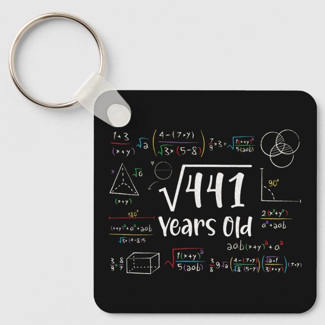 Square Root of 441 21th Birthday 21 Year Old Gifts Nyckelring (Framsida)