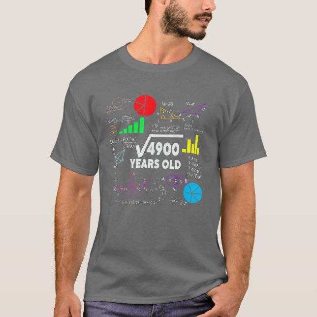 Square Root of 4900 70th Birthday 70 Year Old Gift T Shirt (Framsida)