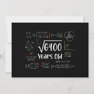 Square Root of 6400 80 Birthday 80 Year Old Gift Inbjudningar
