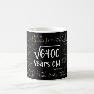 Square Root of 6400 80 Birthday 80 Year Old Gift Kaffemugg