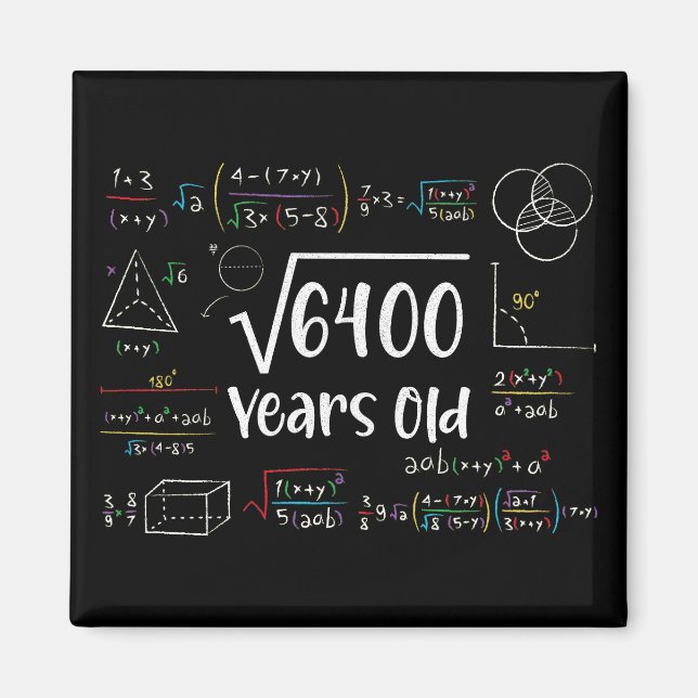 Square Root of 6400 80 Birthday 80 Year Old Gift Magnet (Framsidan)