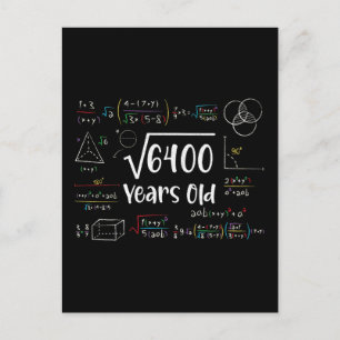 Square Root of 6400 80 Birthday 80 Year Old Gift Vykort