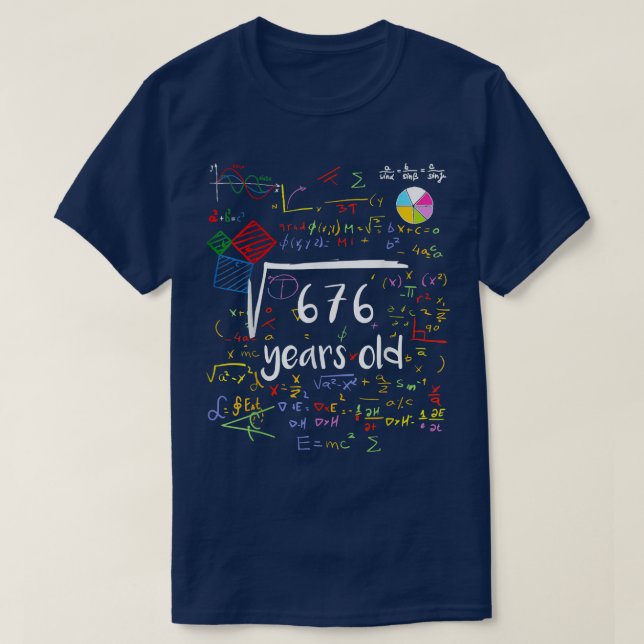 Square Root of 676 26th Birthday 26 Years Old Math T Shirt (Design framsida)