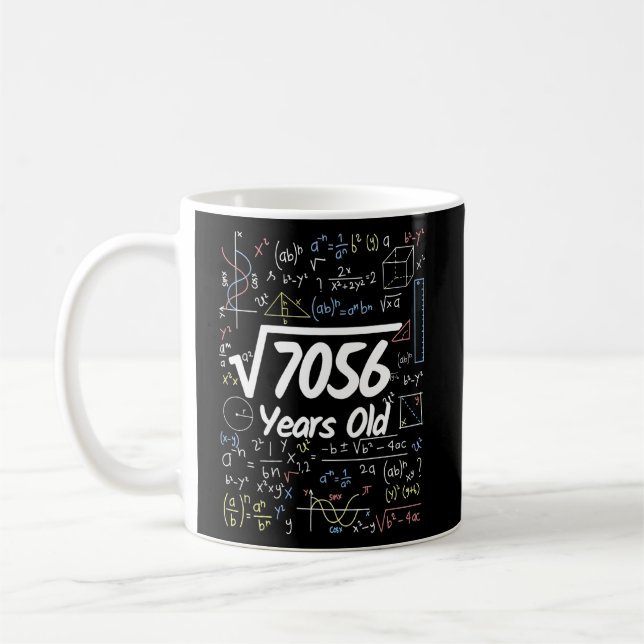 Square Root of 7056 84 Years Födelsedag 1 Kaffemugg (Vänster)
