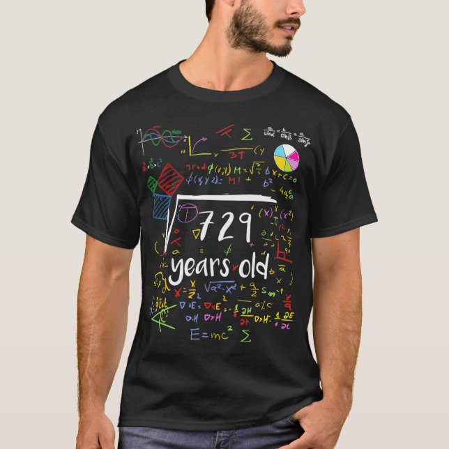 Square Root of 729 27th Birthday 27 Years Old Math T Shirt (Framsida)