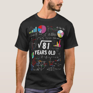 Square Root of 81 9th Birthday 9 Year OldMath Kärl T Shirt