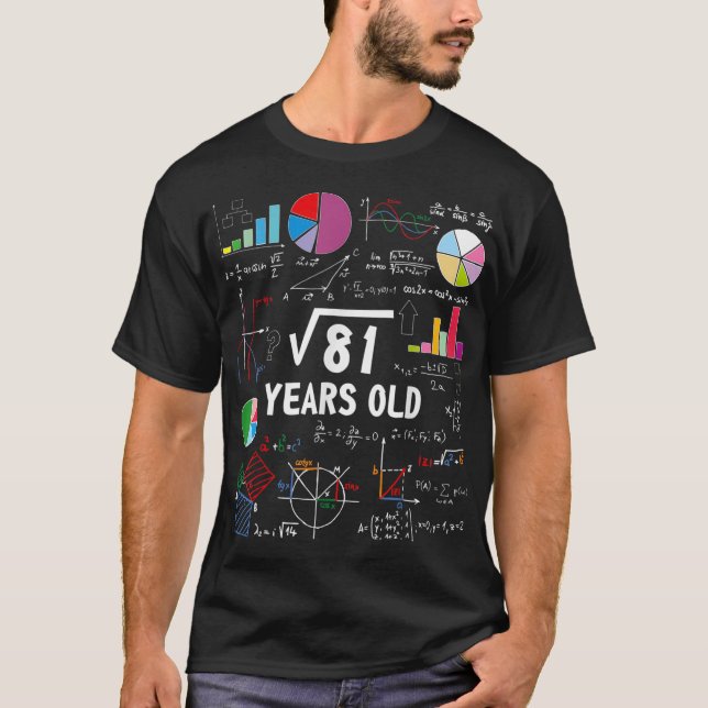 Square Root of 81 9th Birthday 9 Year OldMath Kärl T Shirt (Framsida)