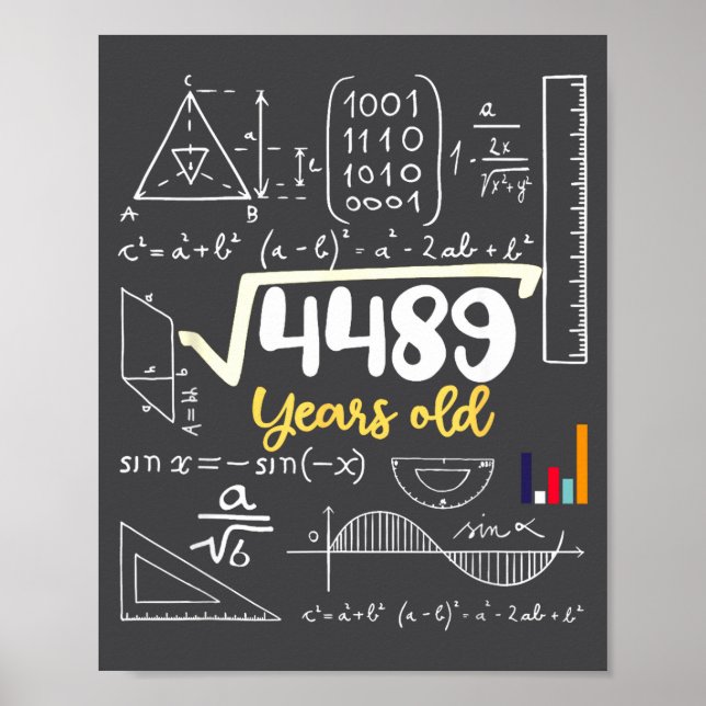 Square Root Years Old Seven Teacher 67 Six 7 6 Hum Poster (Framsidan)
