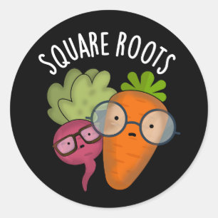 Square Roots Funny Math Pun Mörk BG Runt Klistermärke