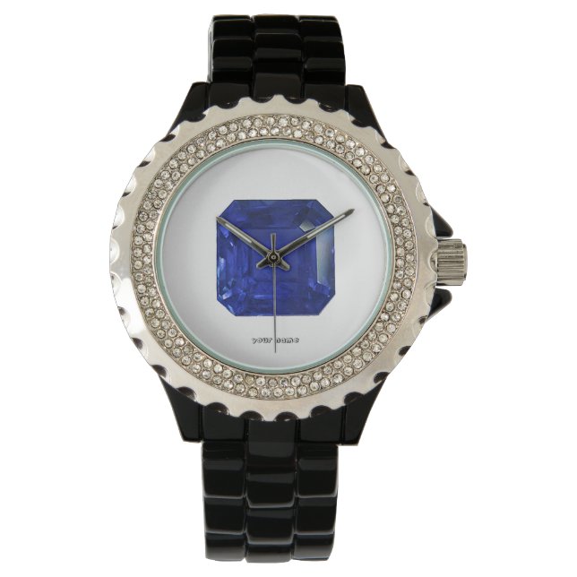 Square Sapphire Gemstone Blue Armbandsur (Framsida)