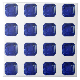 Square Sapphire Gemstone Blue Kakelplatta