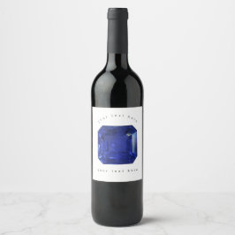 Square Sapphire Gemstone Blue Vinflaska Etikett