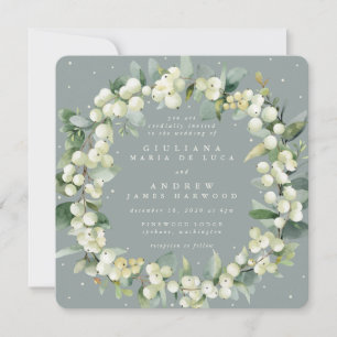 Square Seafoam Snowberry+Eucalyptus Wandeans Bröll Inbjudningar