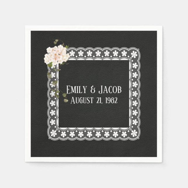 Square Snöre på svart läder Pappersservett (Framsidan)