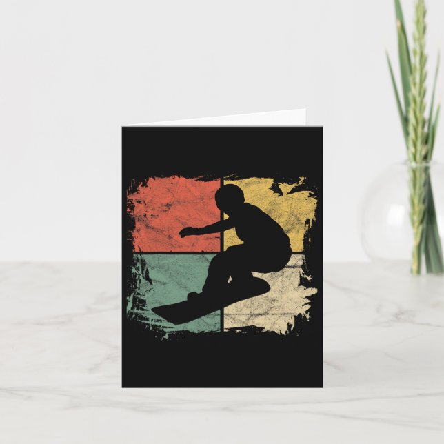 Square Snowboarder Silhouette Gift Retro Snowboard Kort (Framsida)