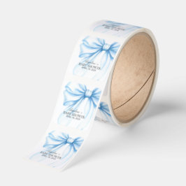 Square Sticker  for baby shower with adorable bow. Fyrkantigt Klistermärke