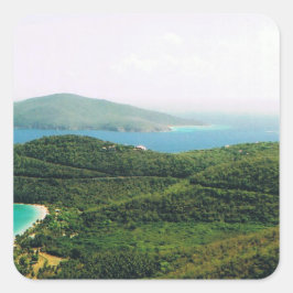 Square Sticker med Saint Thomas Island Scene Fyrkantigt Klistermärke