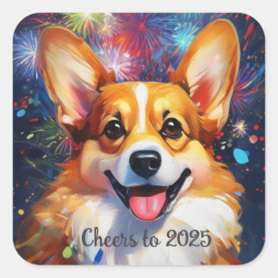 Square Stickers med Rainbow Färg Fireworks, Gift Fyrkantigt Klistermärke