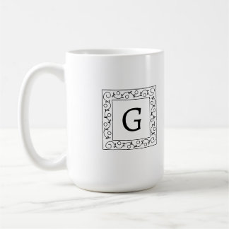 Square Swirly Vines Monogram Kaffemugg
