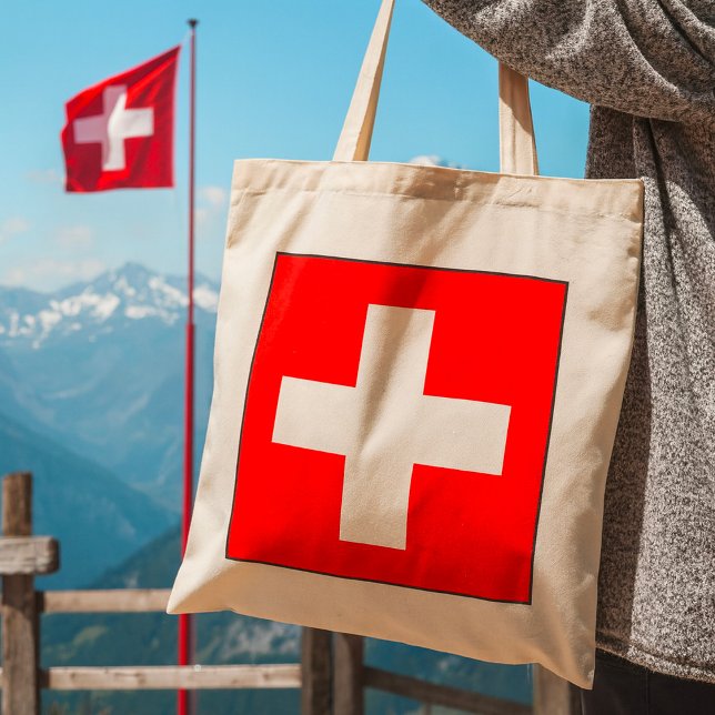 Square Swiss Flagga Tote Bag Tygkasse (Skapare uppladdad)