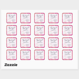 Square Tack Business Stickers Shock rosa Guld Fyrkantigt Klistermärke