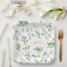 Square Tallrikar - vattenfärgsgrå och faux guld