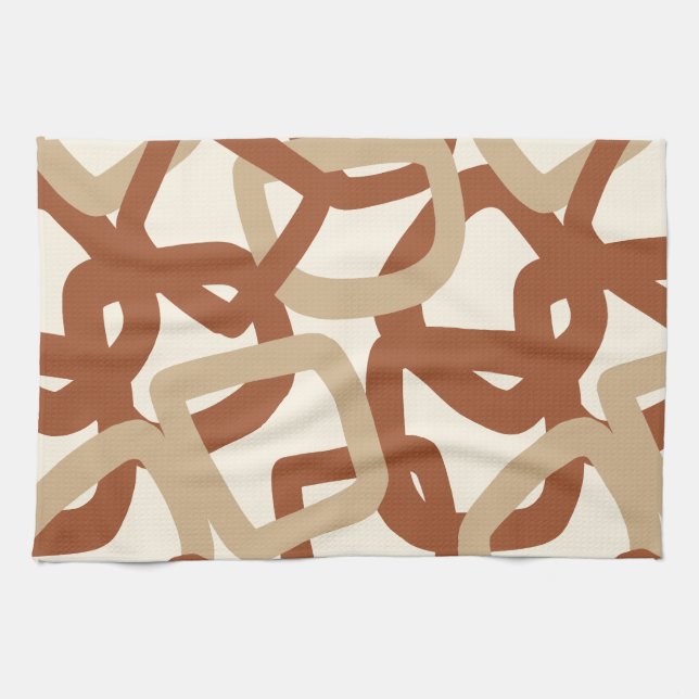 Square Tangle Burnt Sienna Cream Kökshandduk (Horisontell)