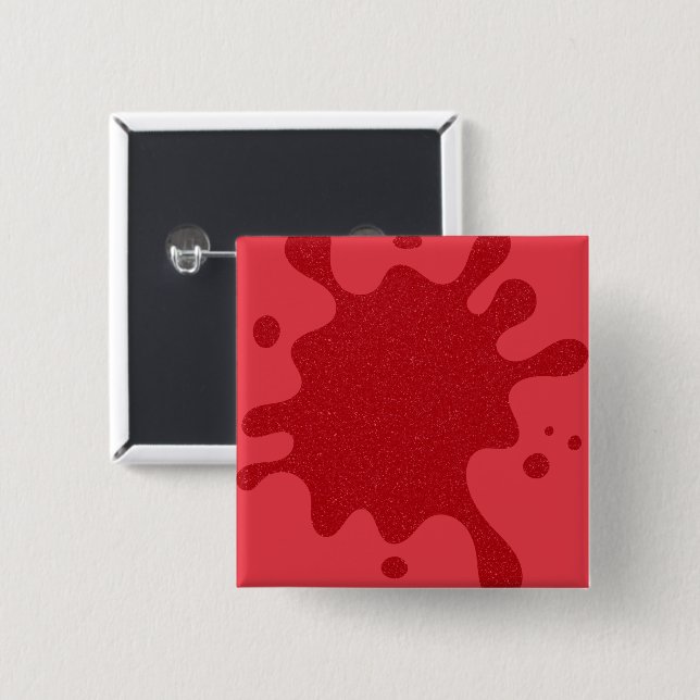 Square Tomato-Red Splatter Button - Anpassade Knapp (Framsida & baksida)
