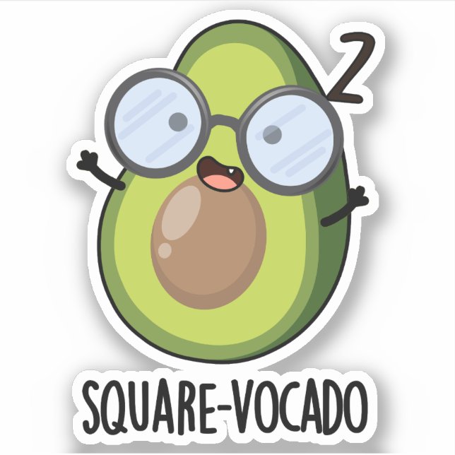 Square-vocado Funny Avocado Pun Klistermärken (Framsida)