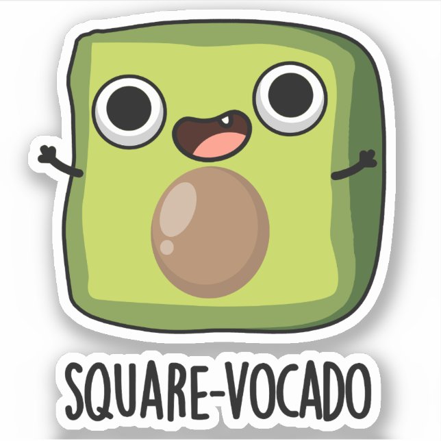 Square-vocado Funny Avocado Puns Klistermärken (Framsida)