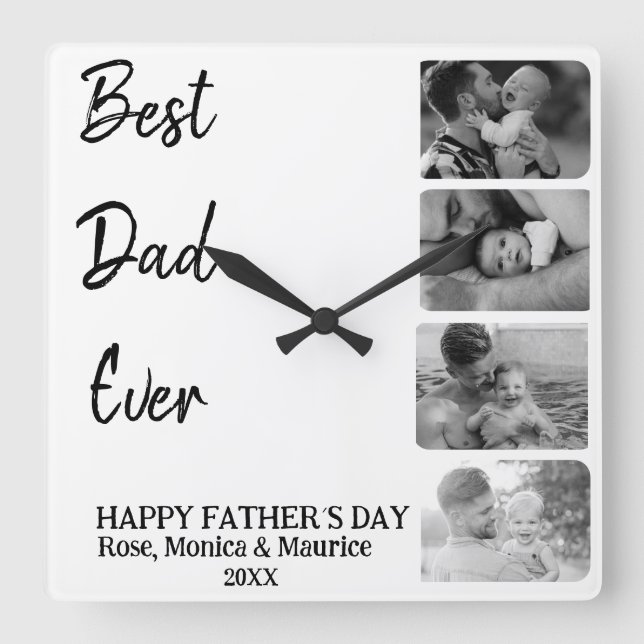 Square wall clock, personalized, father's day. fyrkantig klocka (Framsida)