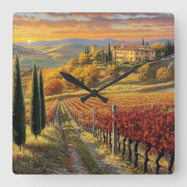 Square Wall Clock with Italian Charm Fyrkantig Klocka (Framsida)
