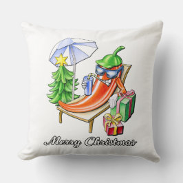 Square White Chili God jul Teckning Kudde