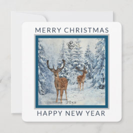 Square Winter Forest w/Hjort | Juli-Helgdag Julkort