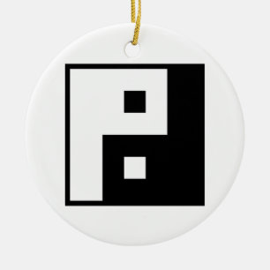 Square Yin Yang Julgransprydnad Keramik