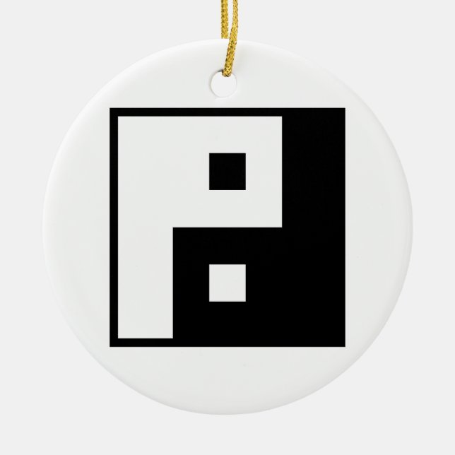 Square Yin Yang Julgransprydnad Keramik (Framsidan)