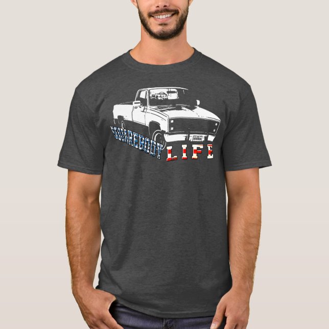 Squarebody American Flagga Square Body Lastbil  T Shirt (Framsida)