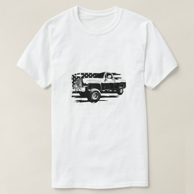 Squarebody Lastbil American Flagga Square Body T Shirt (Design framsida)