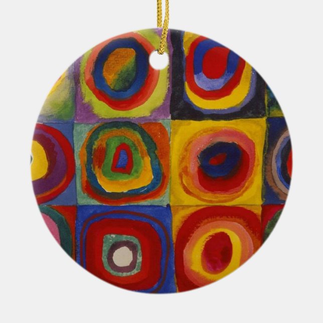 Squares With Concentric Circles Julgransprydnad Keramik (Framsidan)
